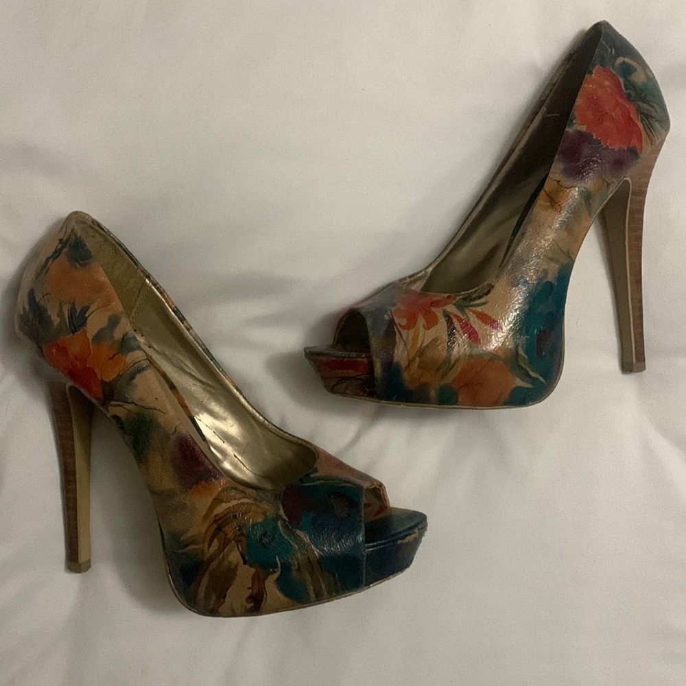 Watercolor Floral Tropical Heels